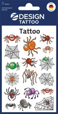 Matrica, tetoválás, 1 ív, 76x120 mm, AVERY ZWECKFORM, "Z-Design No.56693", pókok