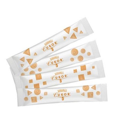 Kristálycukor, barna, stick, 4000 g, kb. 1000 db, KORONÁS CUKOR "Mozaik"