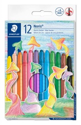 Zsírkréta, csavarós, STAEDTLER "Noris 221", 12 különböző szín