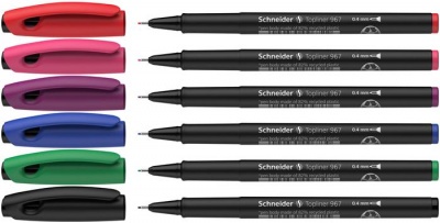 Tűfilc készlet, 0,4 mm, SCHNEIDER "Topliner 967", 6 különböző szín